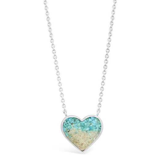 Full Heart Stationary Necklace - Turquoise Gradient