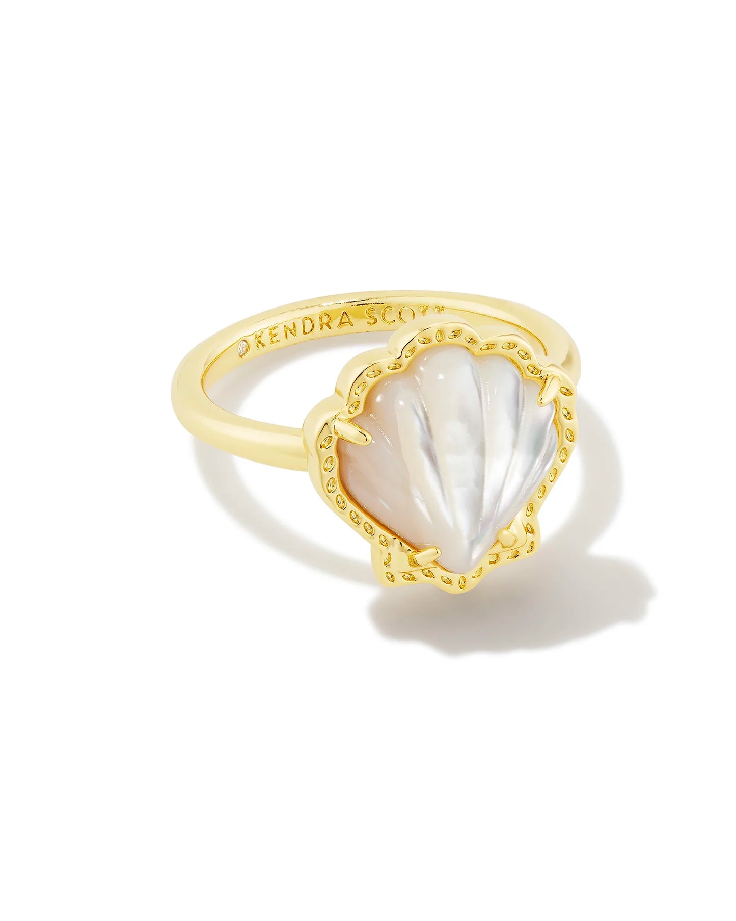 Brynne Gold Shell Band Ring in Ivory Mother-of-Pearl