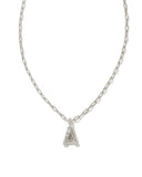 Crystal Letters Silver Short Pendant Necklaces in White Crystal