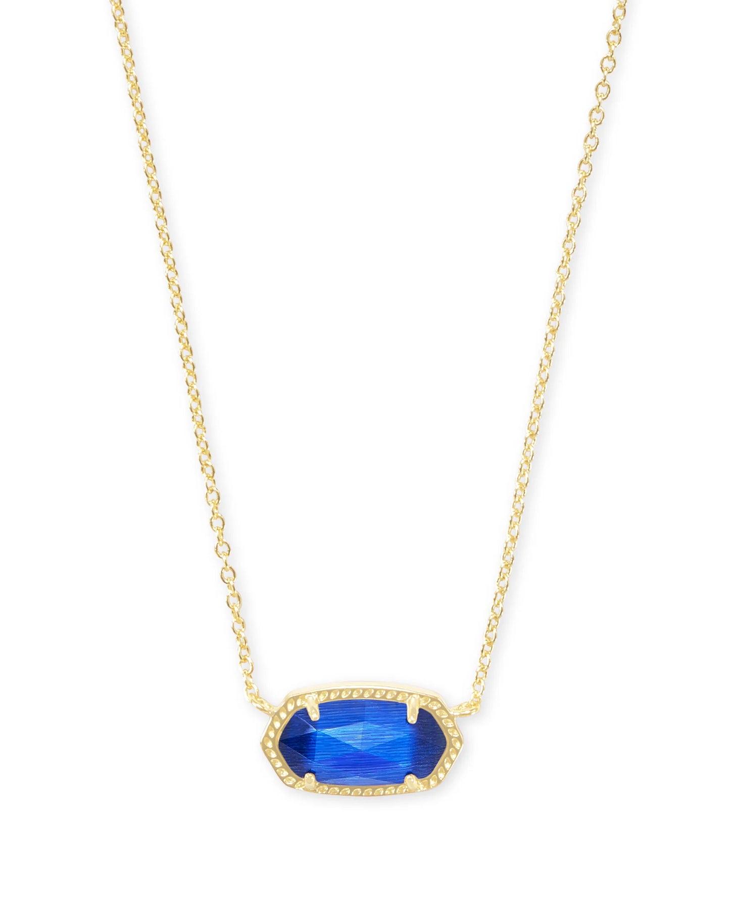 Elisa Gold Pendant Necklace in Cobalt Cat's Eye