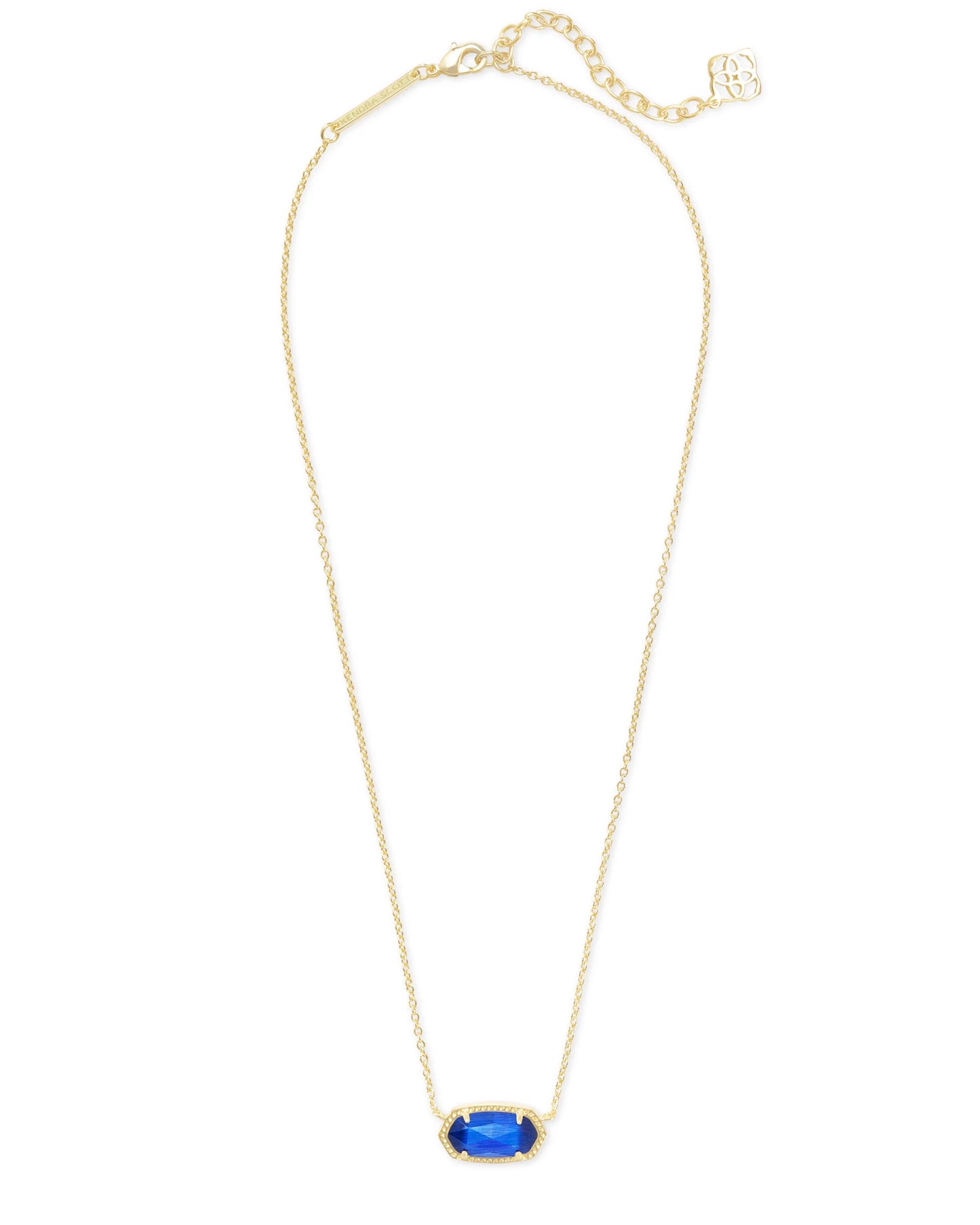 Elisa Gold Pendant Necklace in Cobalt Cat's Eye