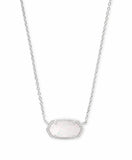Elisa Silver Pendant Necklace in White Kyocera Opal