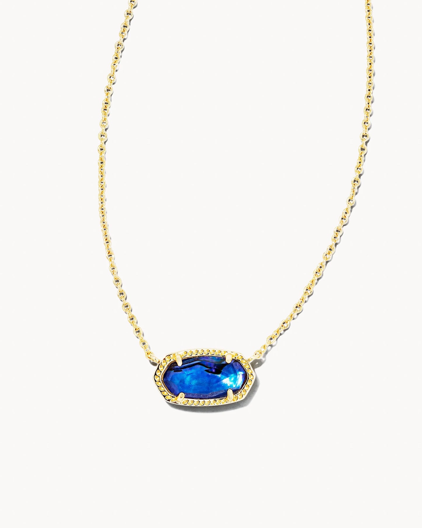 Elisa Gold Pendant Necklace in Navy Abalone