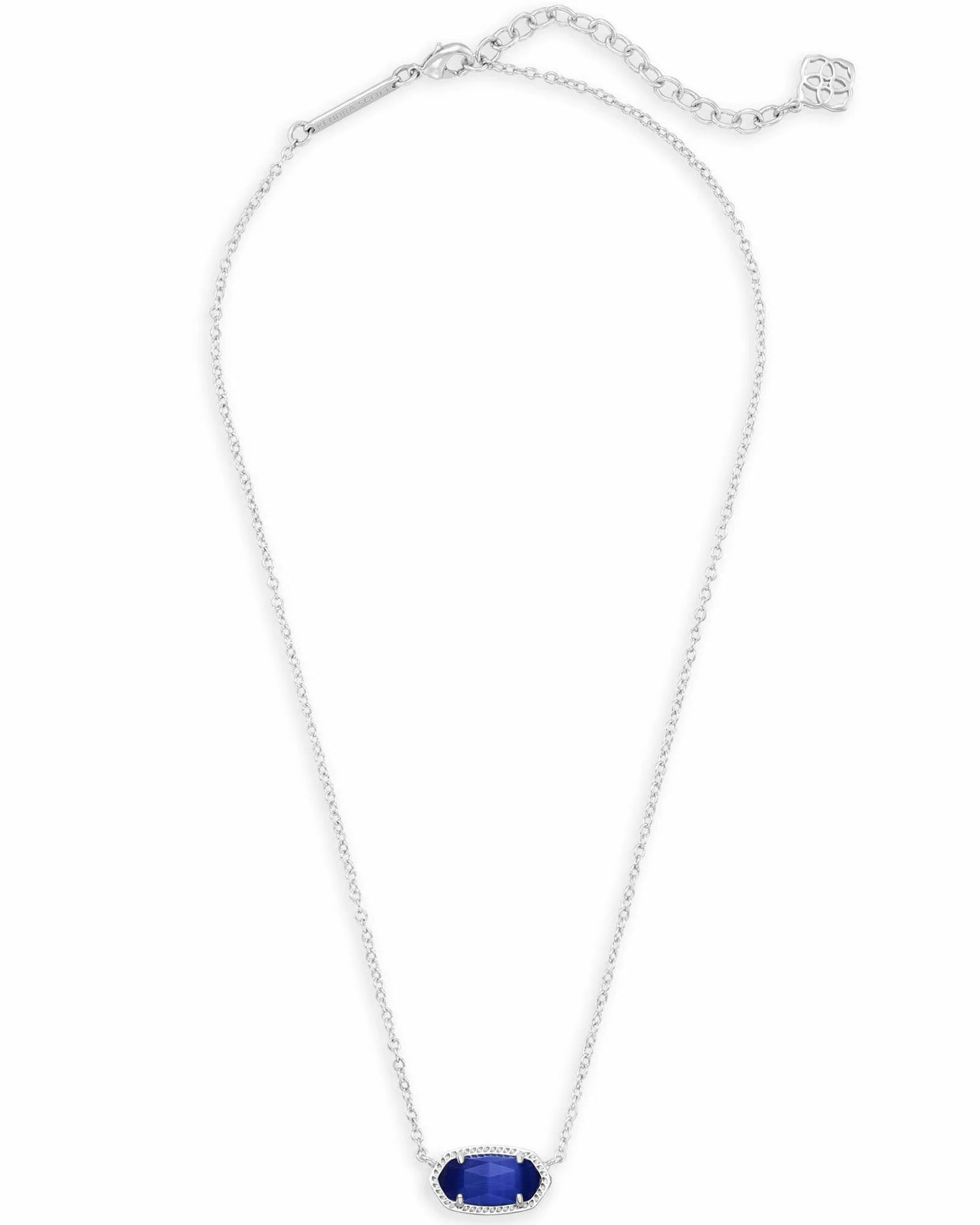 Elisa Silver Pendant Necklace in Cobalt Cats Eye