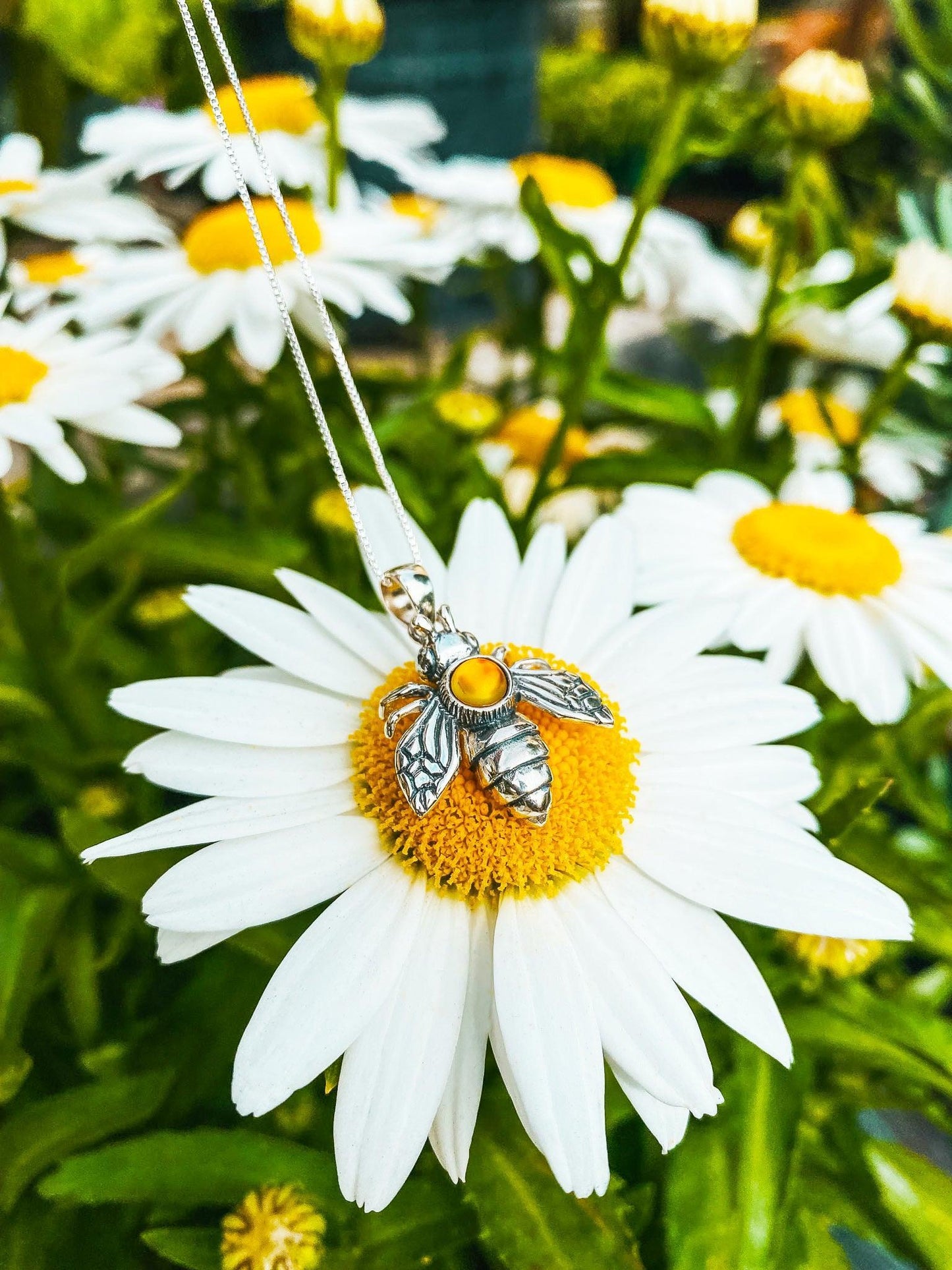 Sterling Silver Bee Pendant - Fire Polished