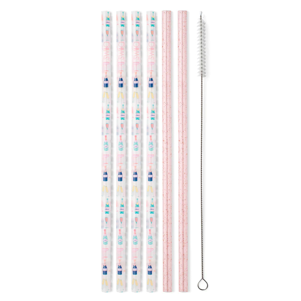 Pop Fizz + Pink Glitter Reusable Straw Set