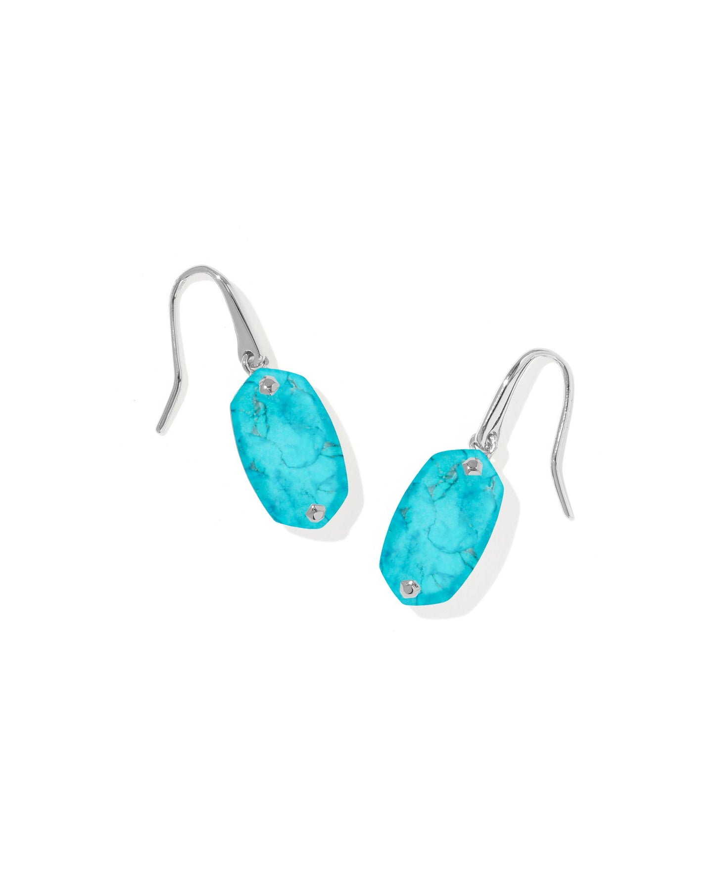 Lee Riveted Silver Drop Earrings in Variegated Turquoise Magnesite