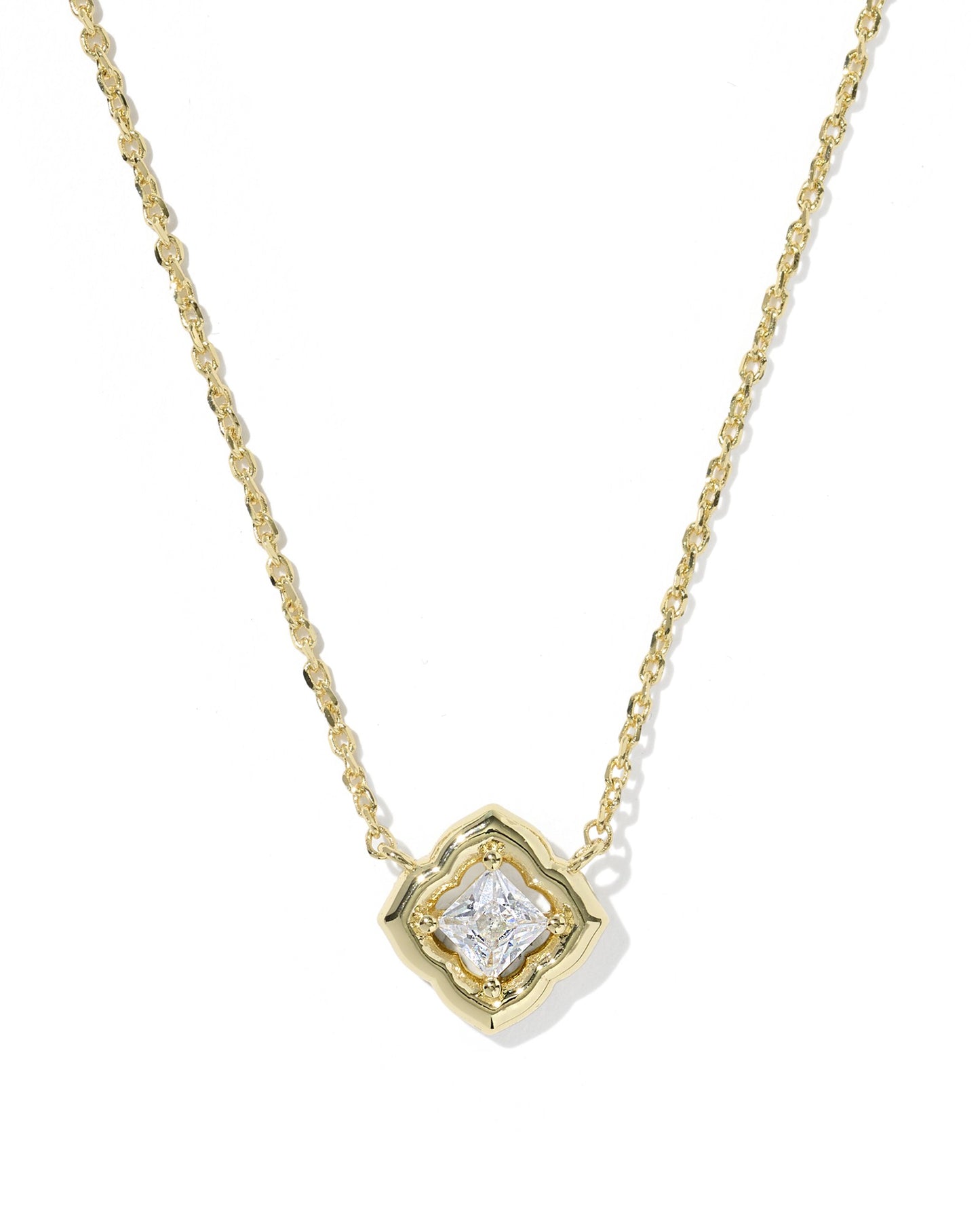Mallory Crystal Gold Short Pendant Necklace in White CZ