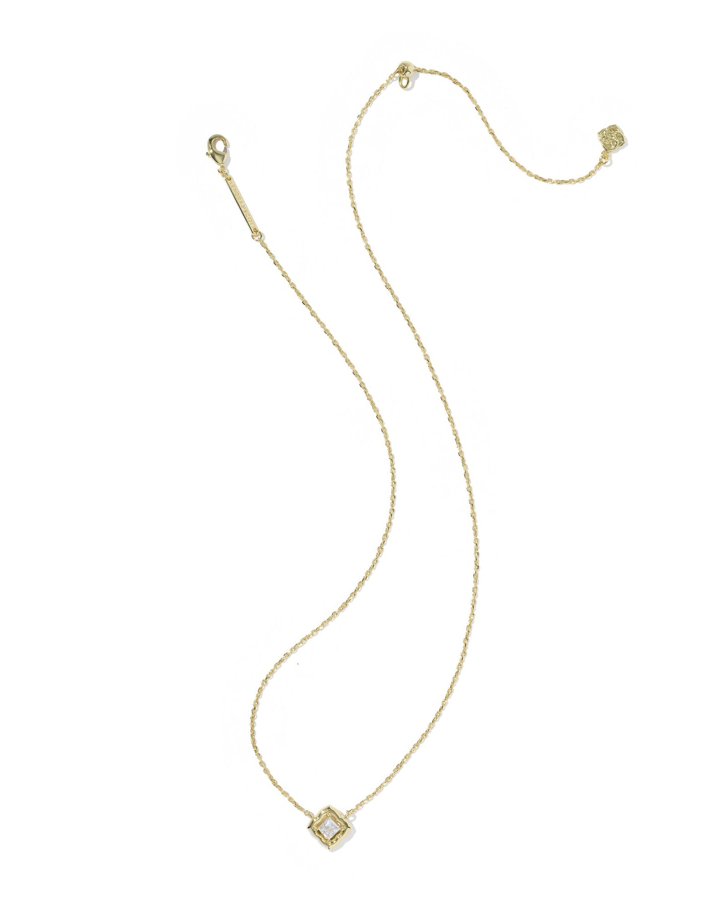 Mallory Crystal Gold Short Pendant Necklace in White CZ