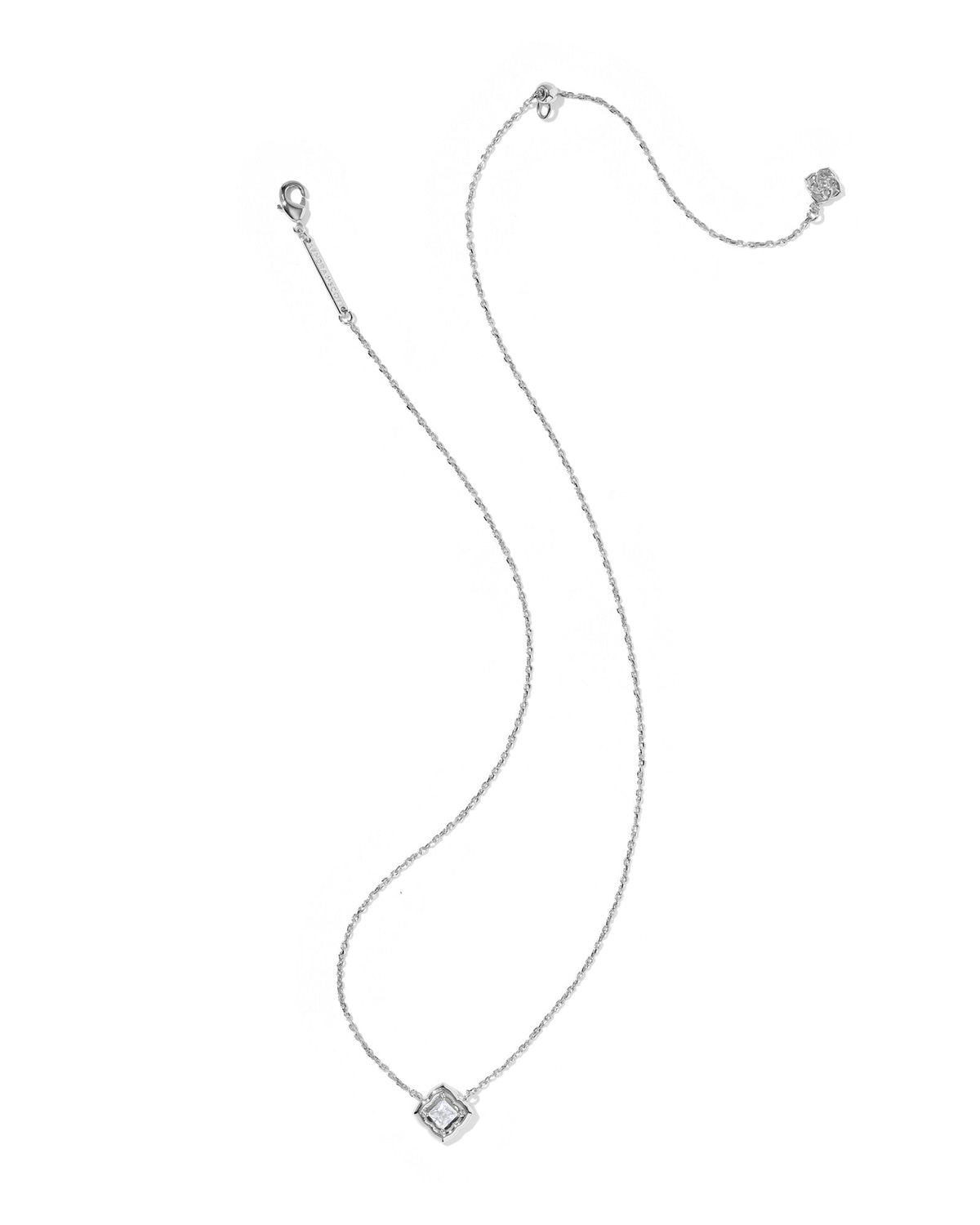 Mallory Crystal Silver Short Pendant Necklace in White CZ