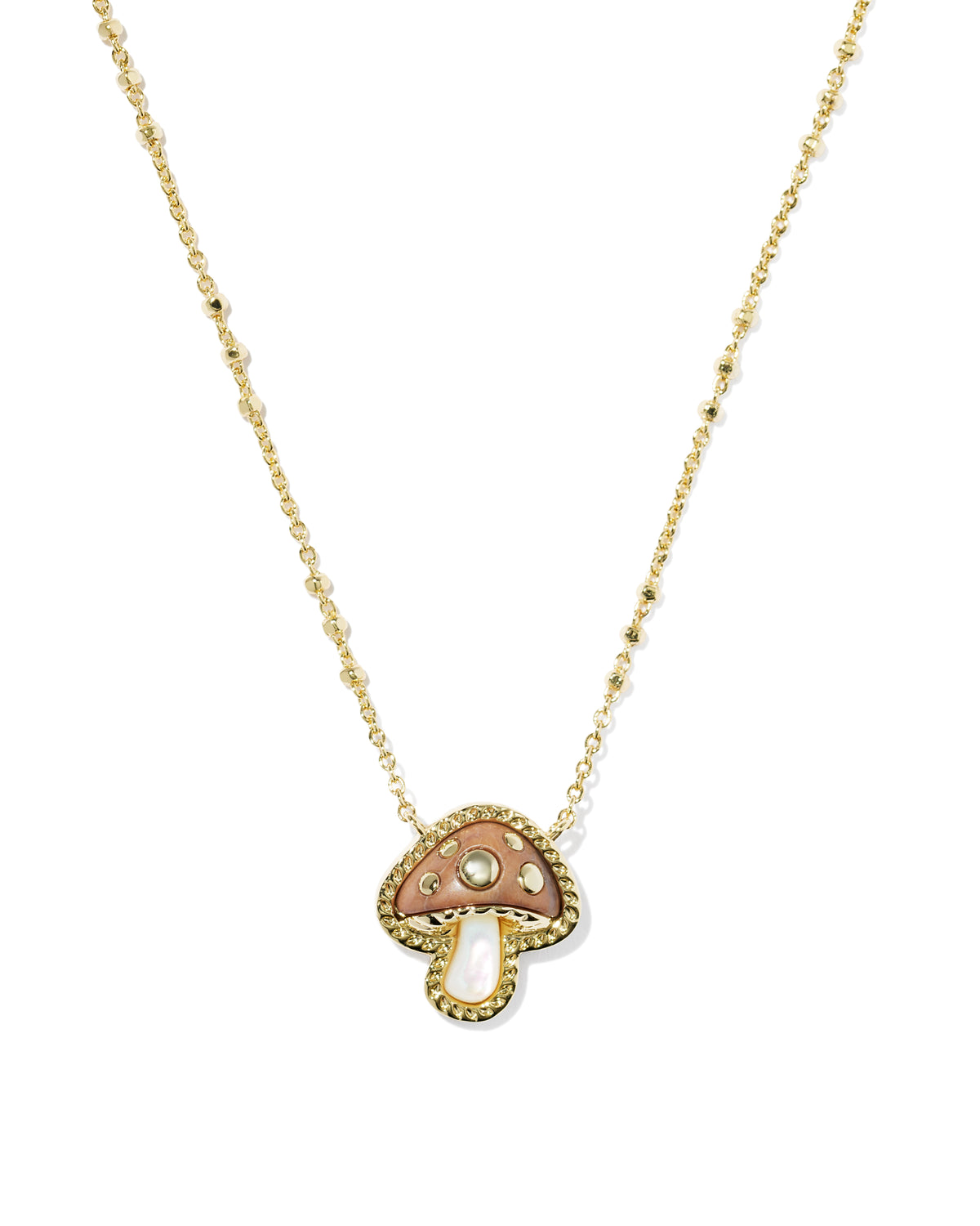 Mushroom Gold Short Pendant Necklace