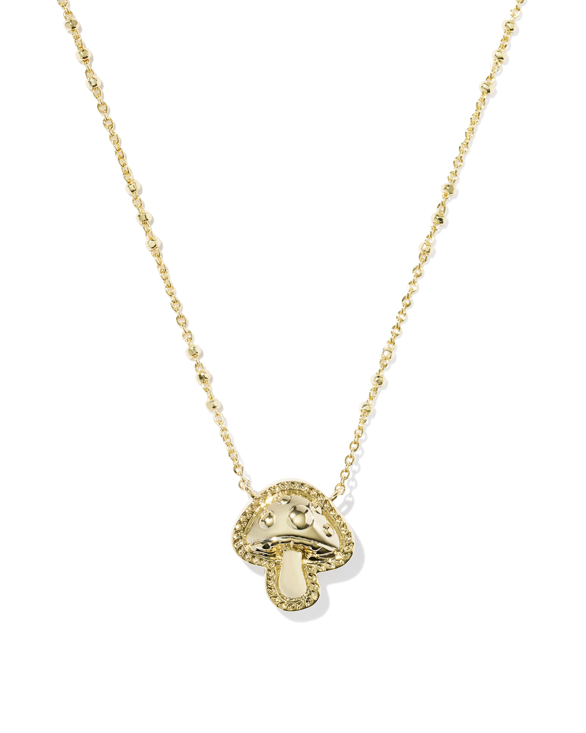 Mushroom Gold Short Pendant Necklace