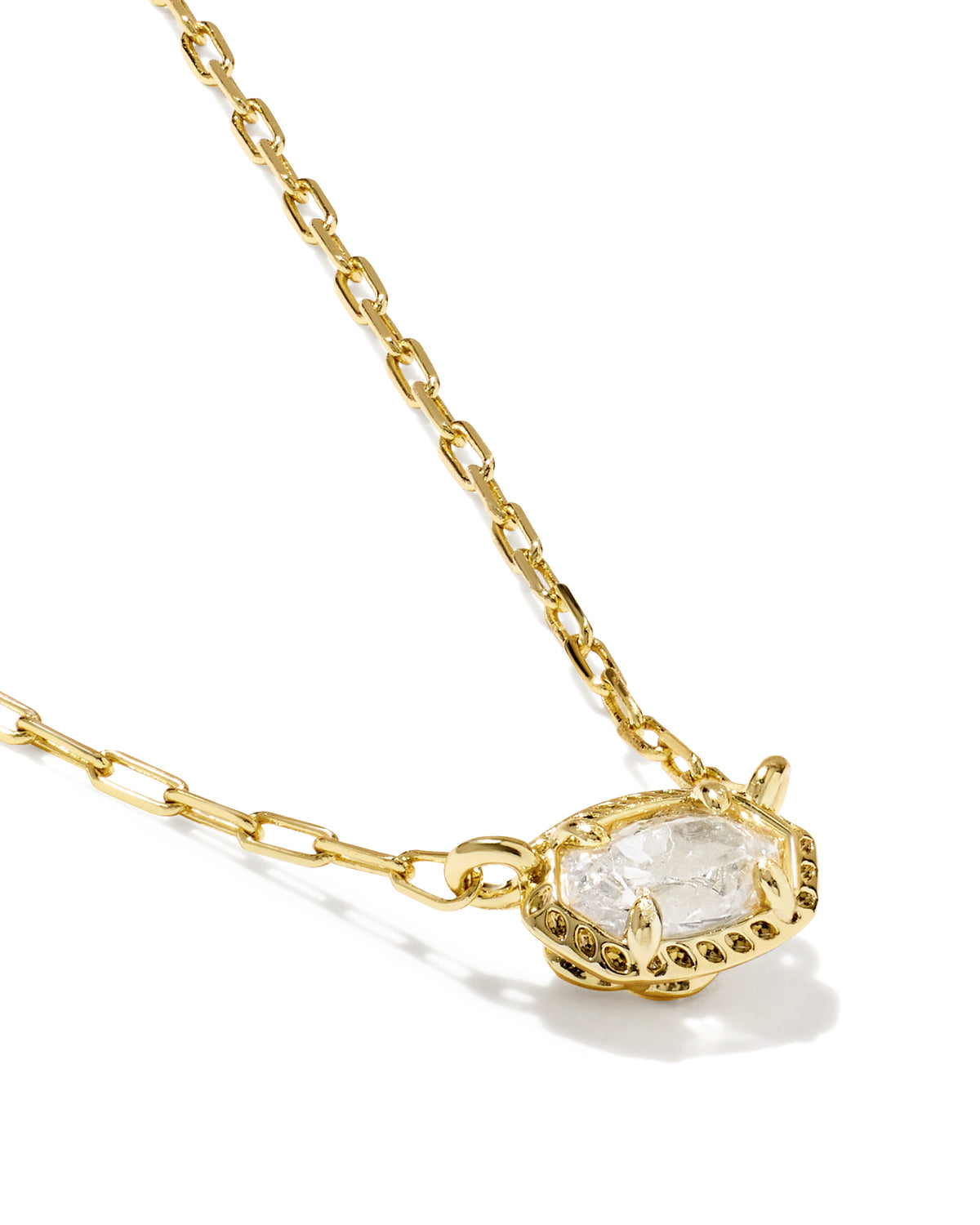 Mini Elisa Luxe Gold Short Pendant Necklace in White CZ