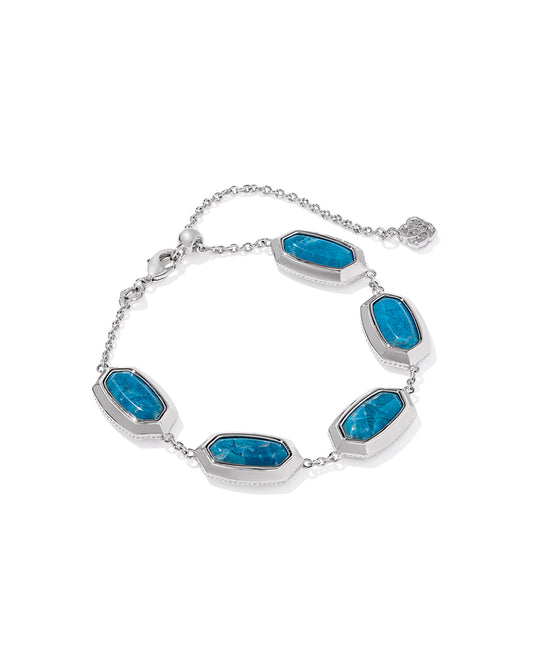 Elaina Bezel Silver Delicate Chain Bracelet in Indigo Magnesite