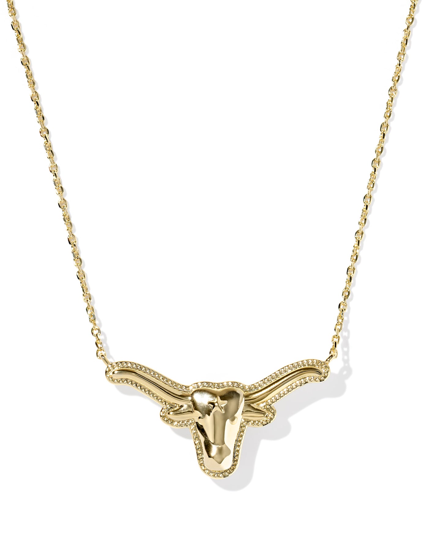 Longhorn Gold Short Pendant Necklace in Varigated Orange Magnesite
