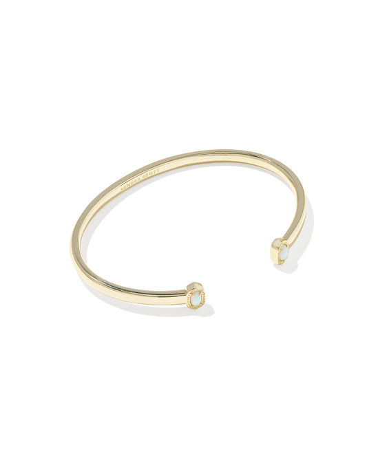 Mini Elton Gold Cuff Bracelet in Bright White Opal