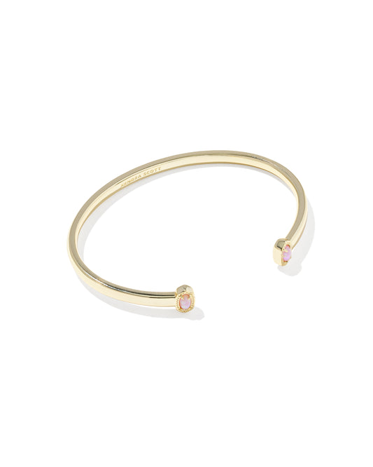 Mini Elton Gold Cuff Bracelet in Pink Opal