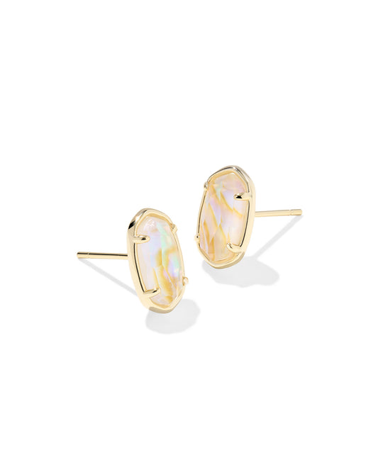 Grayson Gold Iridescent Abalone Stone Stud Earrings