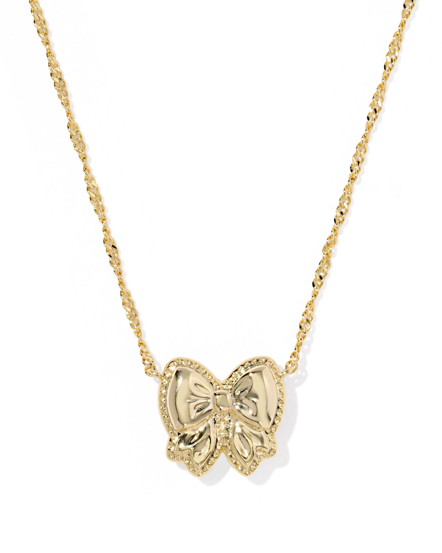Haley Bow Gold Short Pendant Necklace in Scarlet Red Mother of Pearl