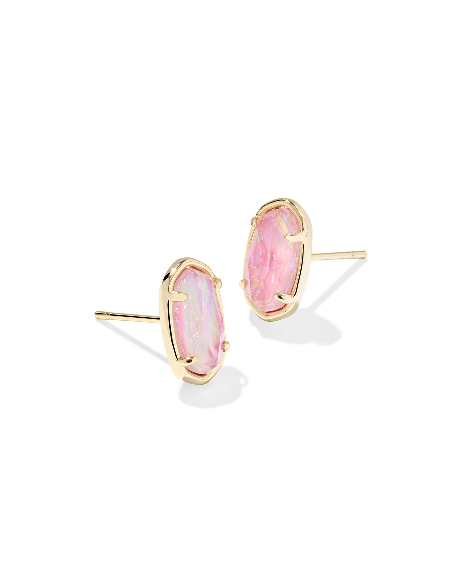Grayson Gold Pink Iridescent Mother of Pearl Stone Stud Earrings