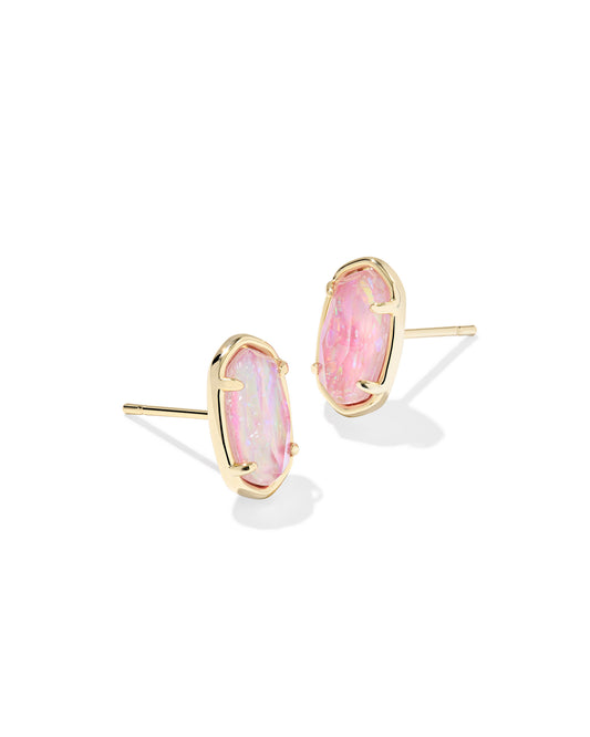 Grayson Gold Pink Iridescent Mother of Pearl Stone Stud Earrings
