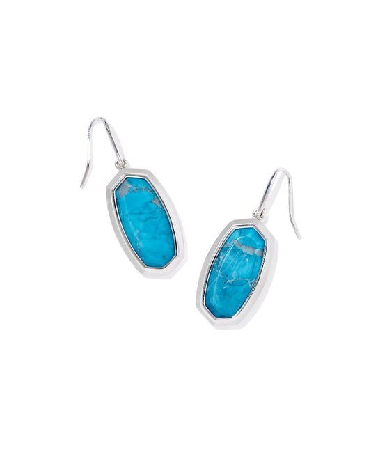 Dani Bezel Silver Drop Earrings in Variegated Indigo Magnesite