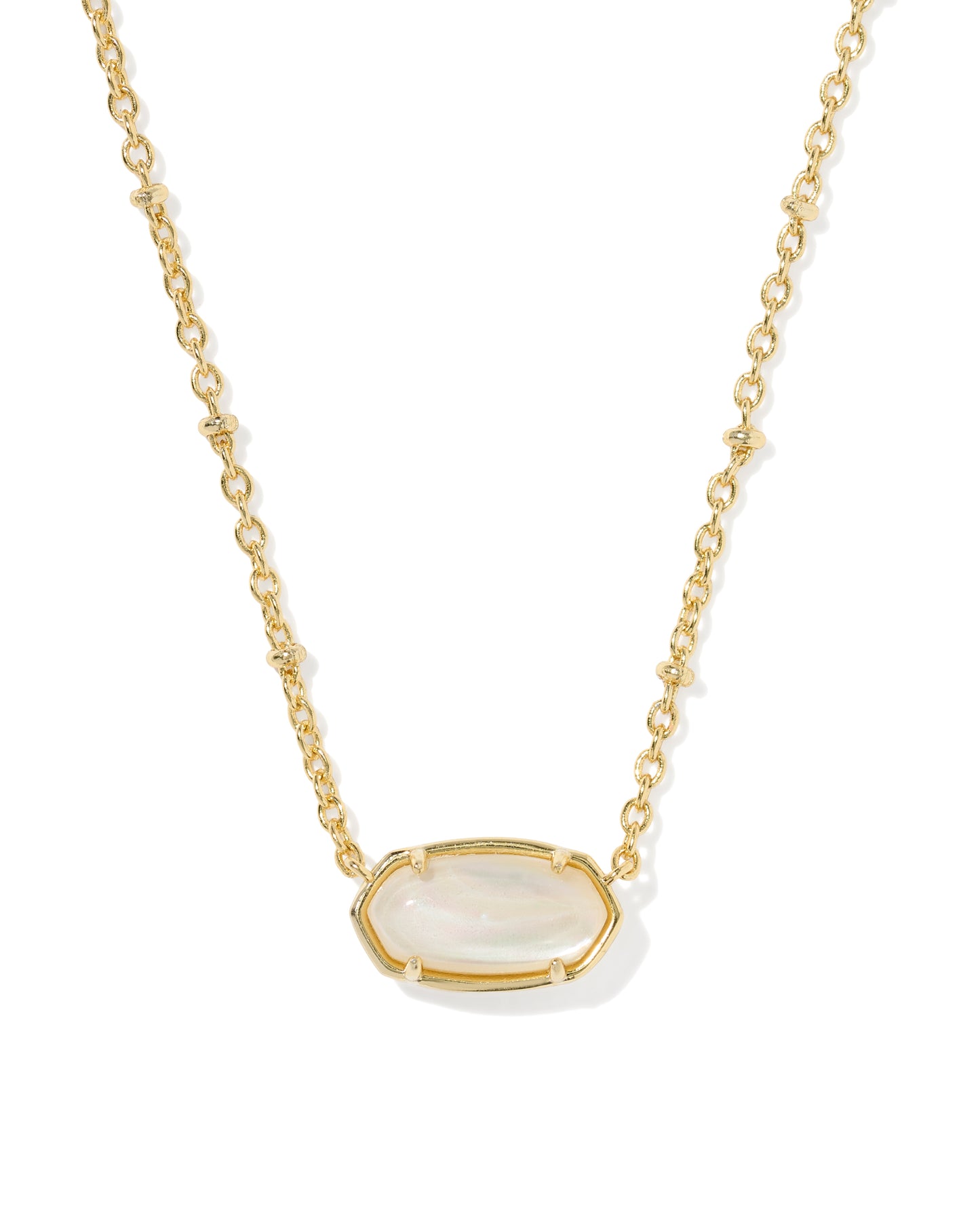 Tiger Striped Elisa Gold Short Pendant Necklace in Natural Mother of Pearl