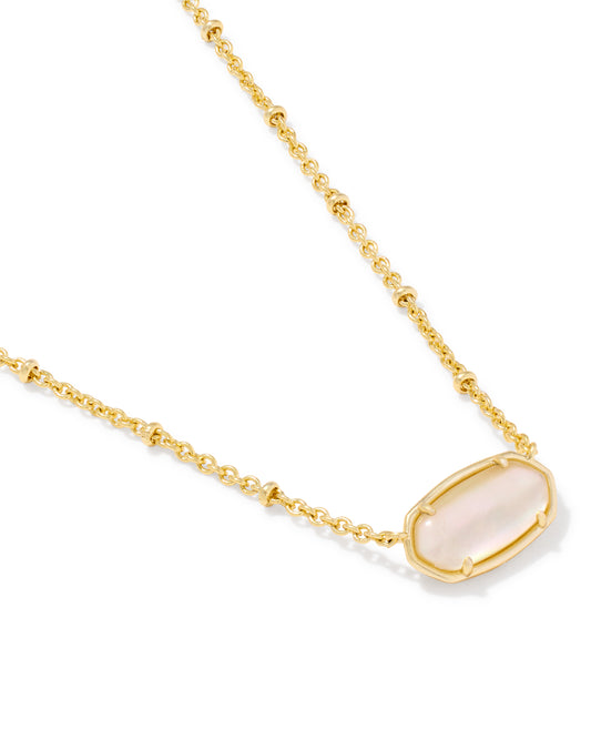Tiger Striped Elisa Gold Short Pendant Necklace in Natural Mother of Pearl