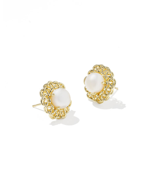 Gabriella Gold Pearl Stud Earrings