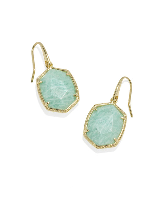 Daphne Gold Frame Drop Earrings in Teal Amazonite