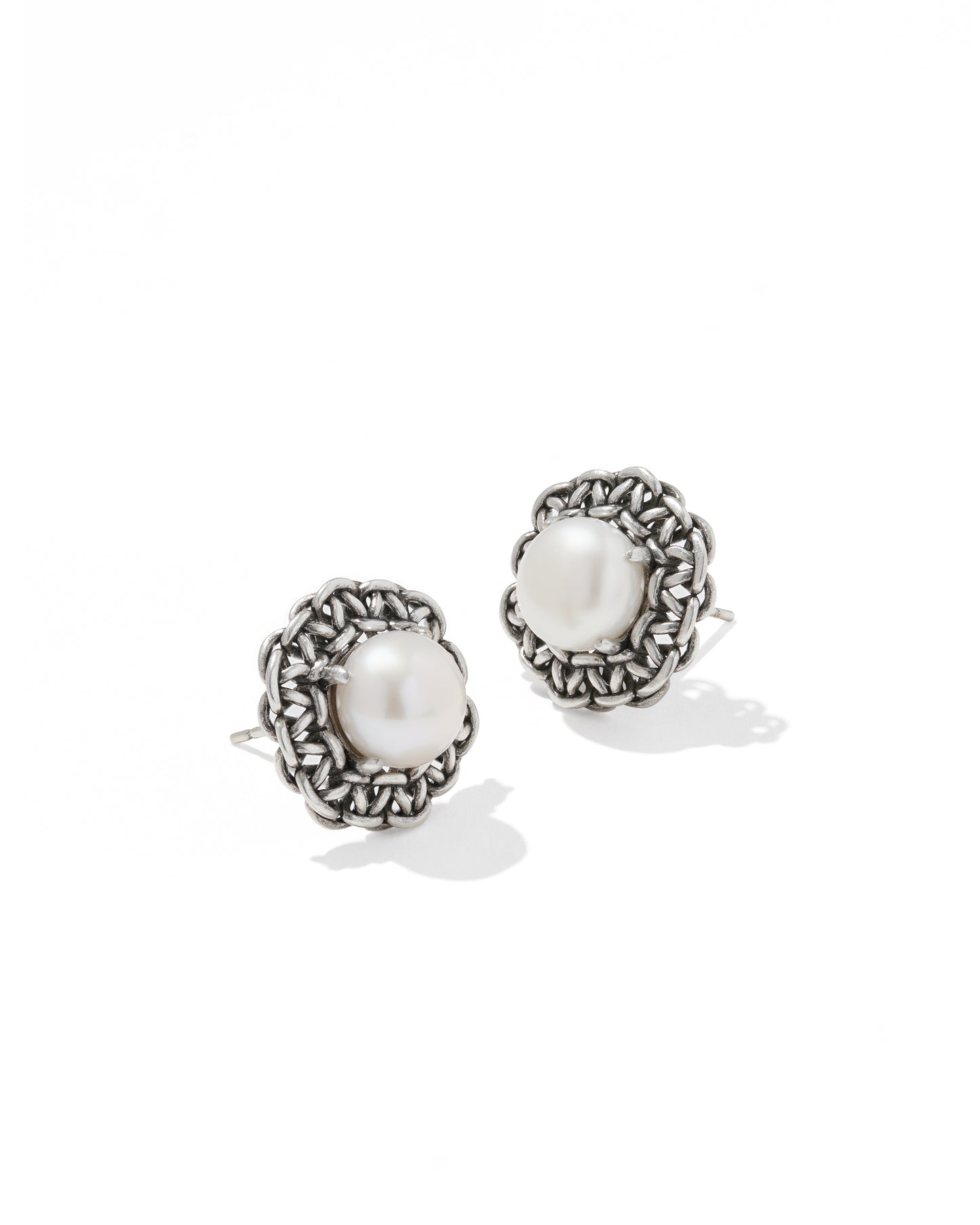 Gabriella Vintage Silver Pearl Stud Earring