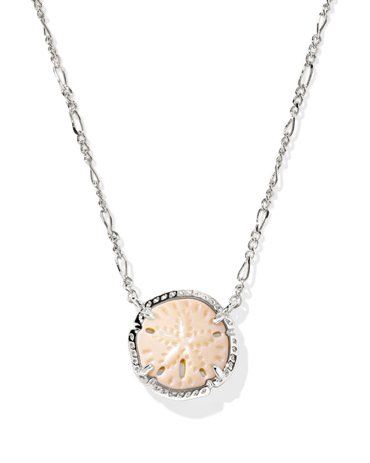 Sand Dollar Silver Natural Mother of Pearl Short Pendant Necklace