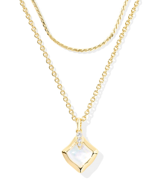 Joelle Gold Ivory Mother of Pearl Multi Strand Necklace
