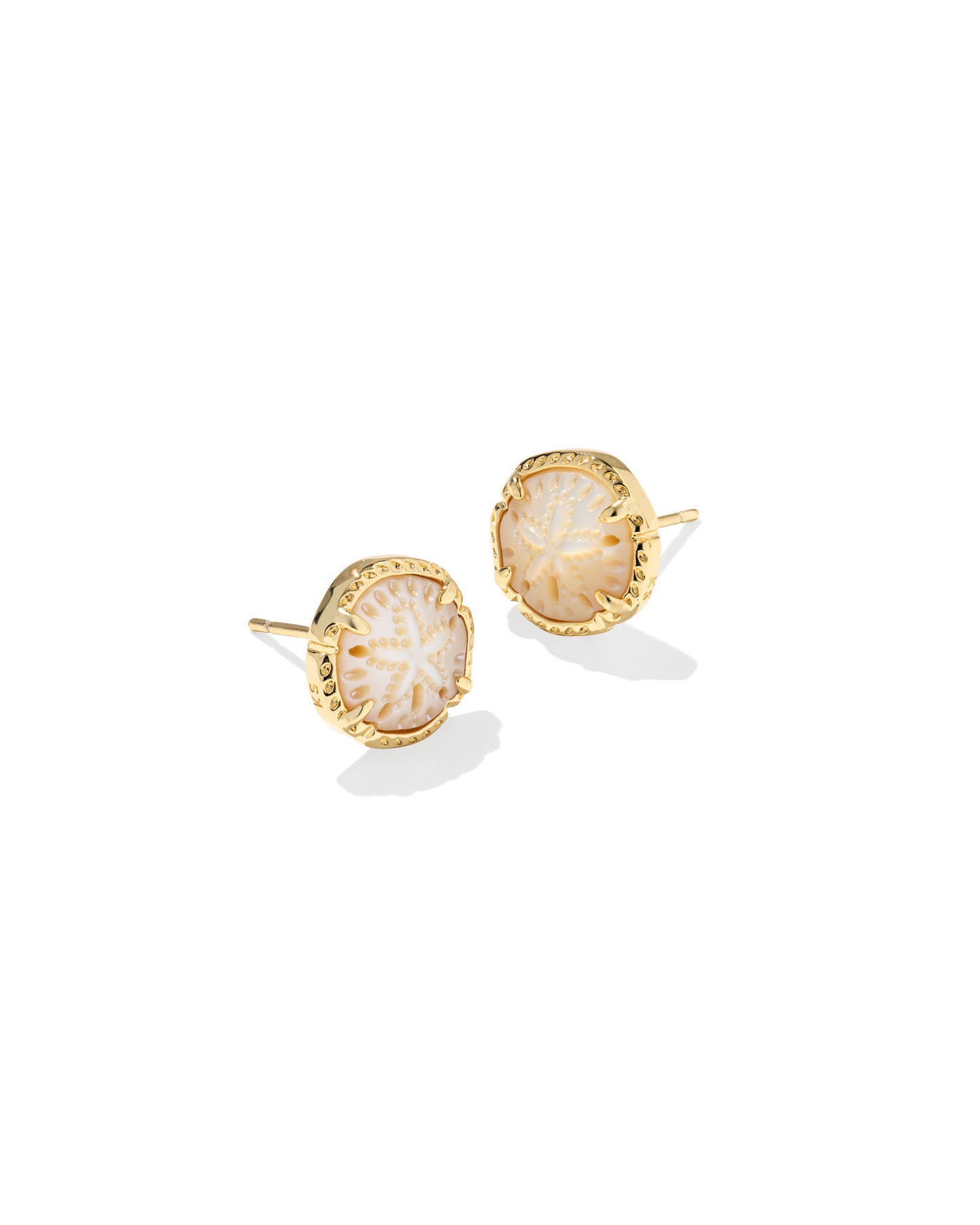 Sand Dollar Gold Natural Mother of Pearl Stud Earrings