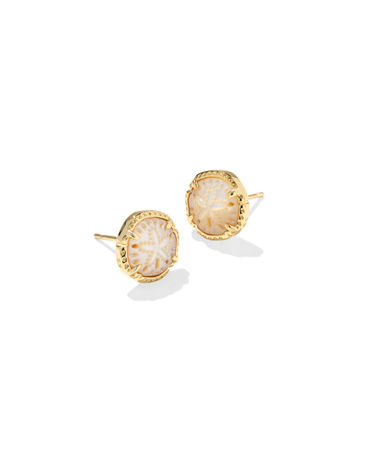 Sand Dollar Gold Natural Mother of Pearl Stud Earrings