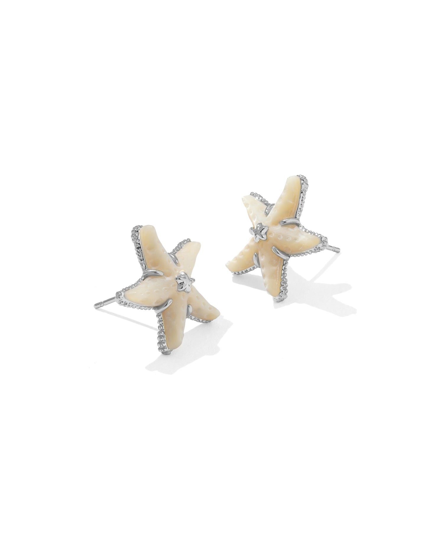 Parker Starfish Silver Stud Earrings in Mother of Pearl