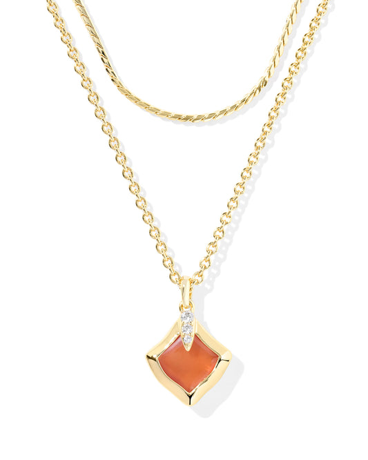 Joelle Gold Papaya Mother of Pearl Multi Strand Necklace