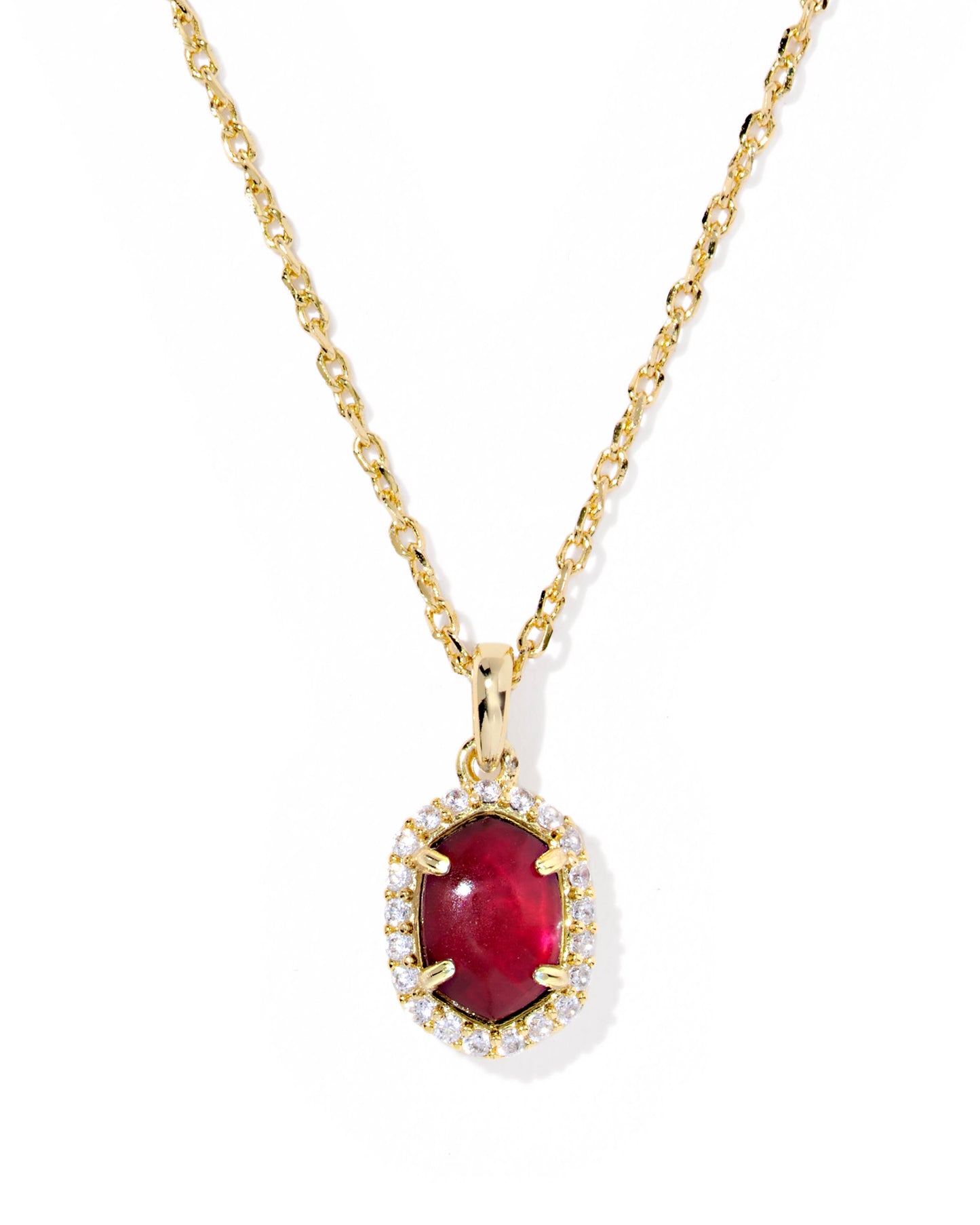 Daphne Gold Crystal Frame Short Pendant Necklace in Dark Burgundy Illusion