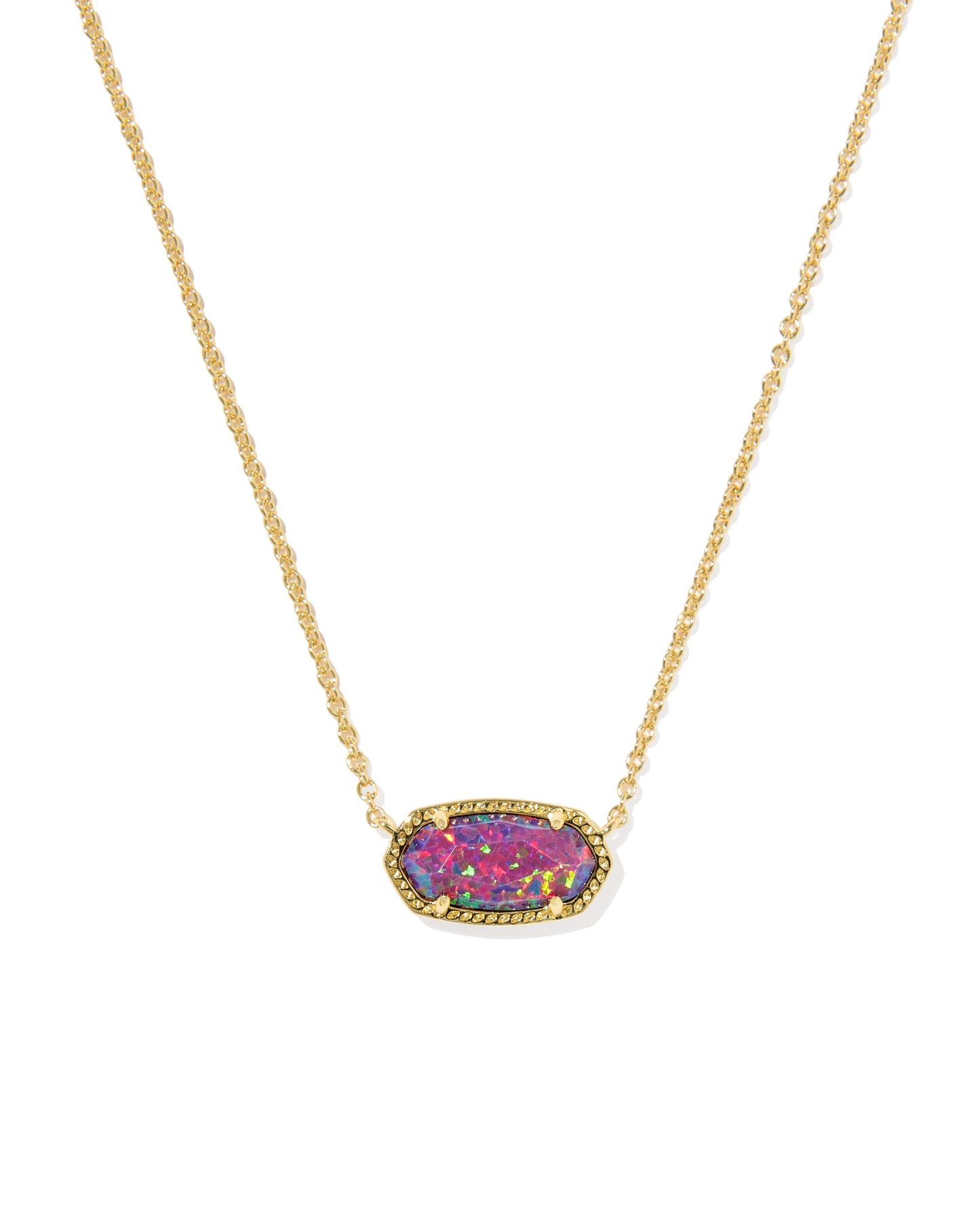Elisa Gold Pendant Necklace in Dark Lavender Kyocera Opal