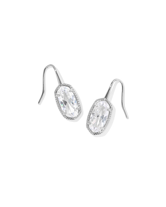 Lee Luxe Silver Drop Earrings in White CZ