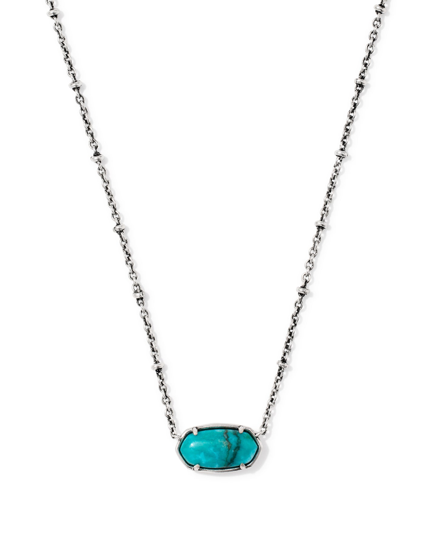 Tiger Striped Elisa Vintage Silver Short Pendant Necklace in Blue Marble