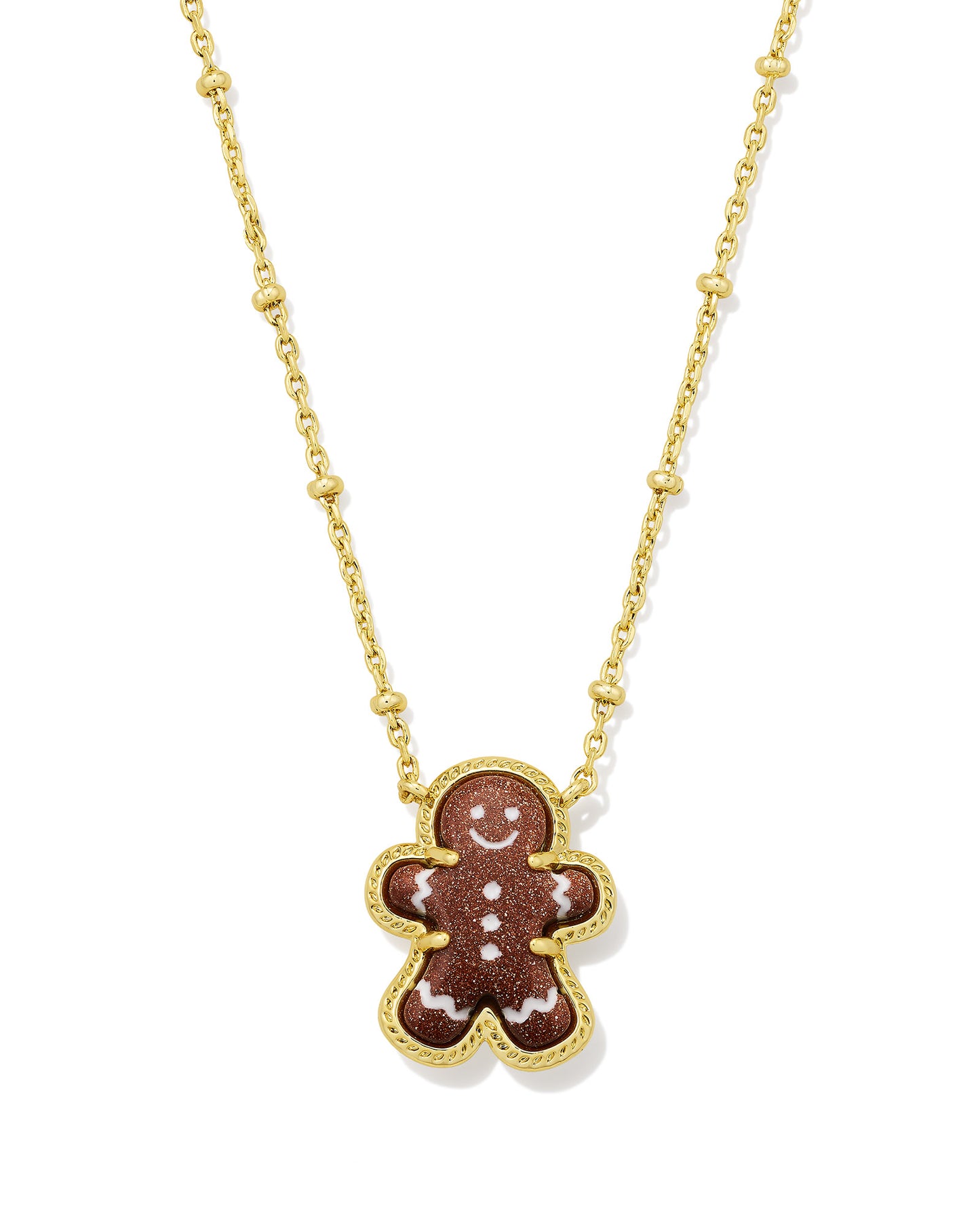 Gingerbread Gold Short Pendant Necklace in Brown Goldstone