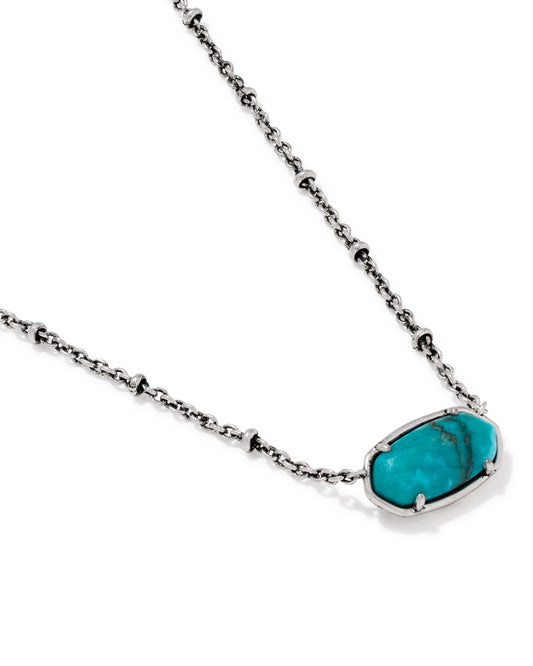 Tiger Striped Elisa Vintage Silver Short Pendant Necklace in Blue Marble