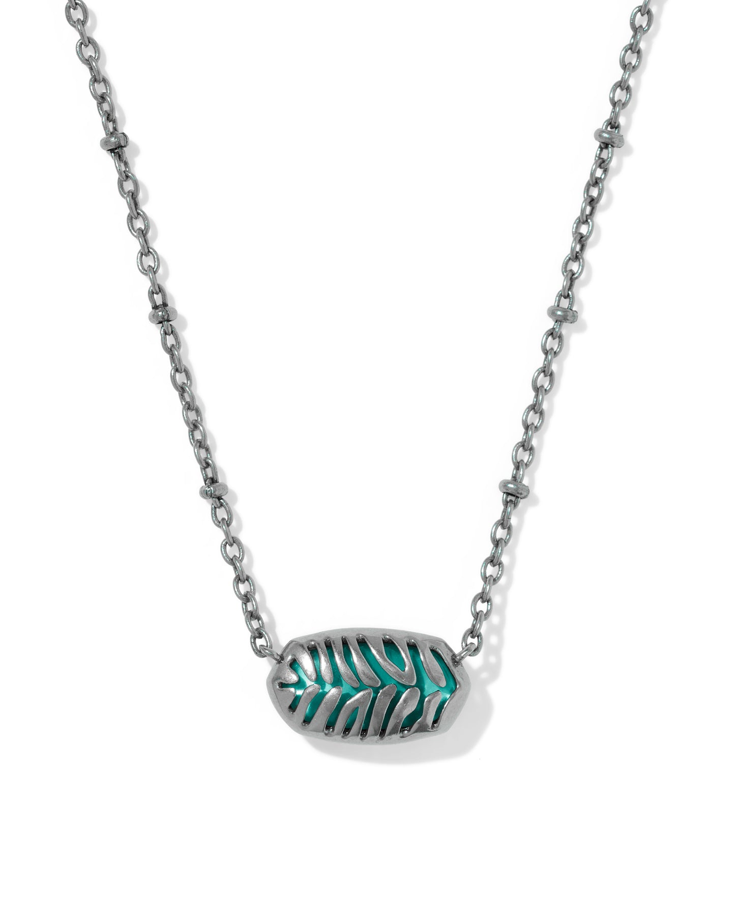 Tiger Striped Elisa Vintage Silver Short Pendant Necklace in Blue Marble
