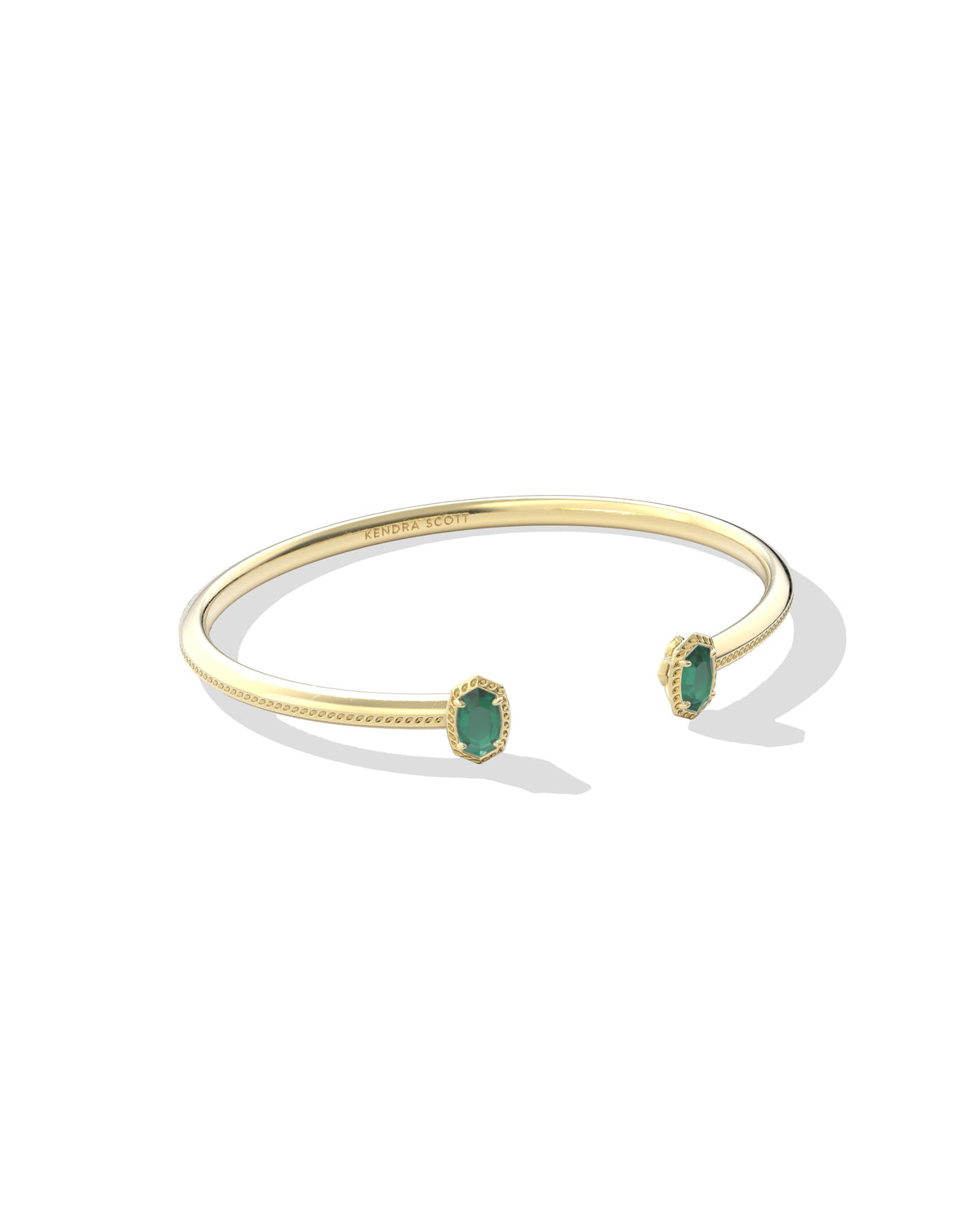 Mini Elton Luxe Gold Cuff Bracelet in Dark Green Crystal