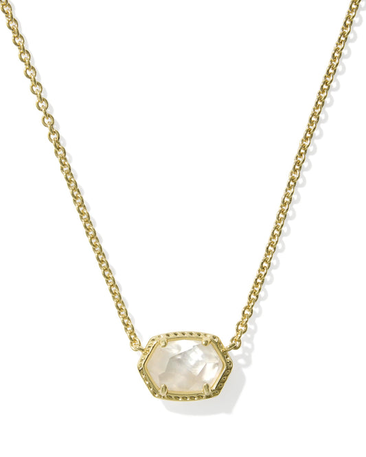 Daphne Gold Frame Short Pendant Necklace in Ivory Mother of Pearl