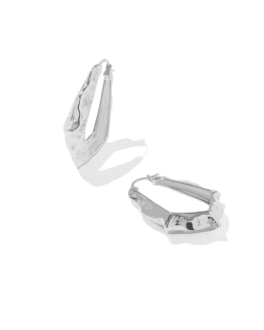 Adriana Scallop Frame Silver Hoop Earrings