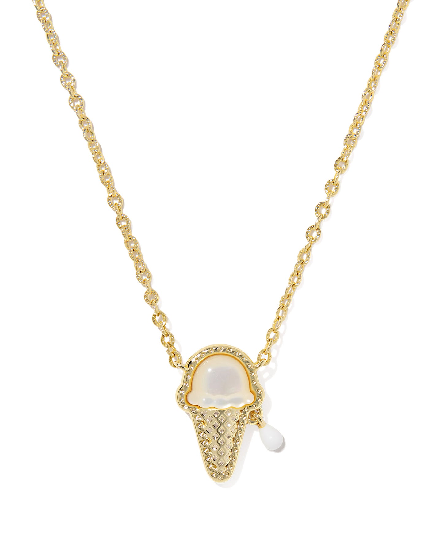 Ice Cream Gold Short Pendant Necklace in Ivory Mother of Pearl