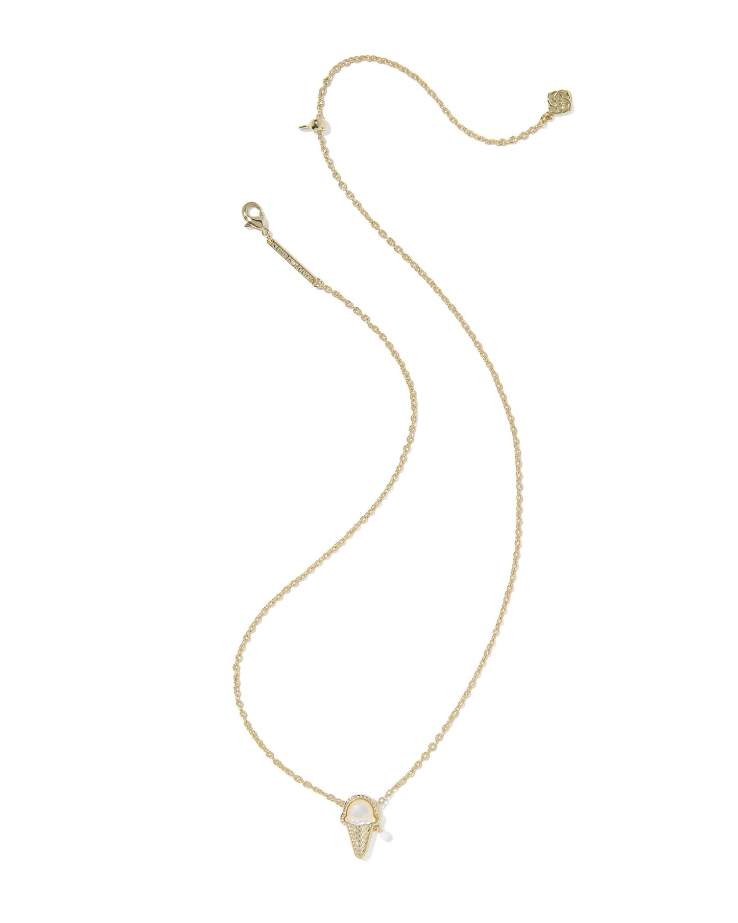 Ice Cream Gold Short Pendant Necklace in Ivory Mother of Pearl