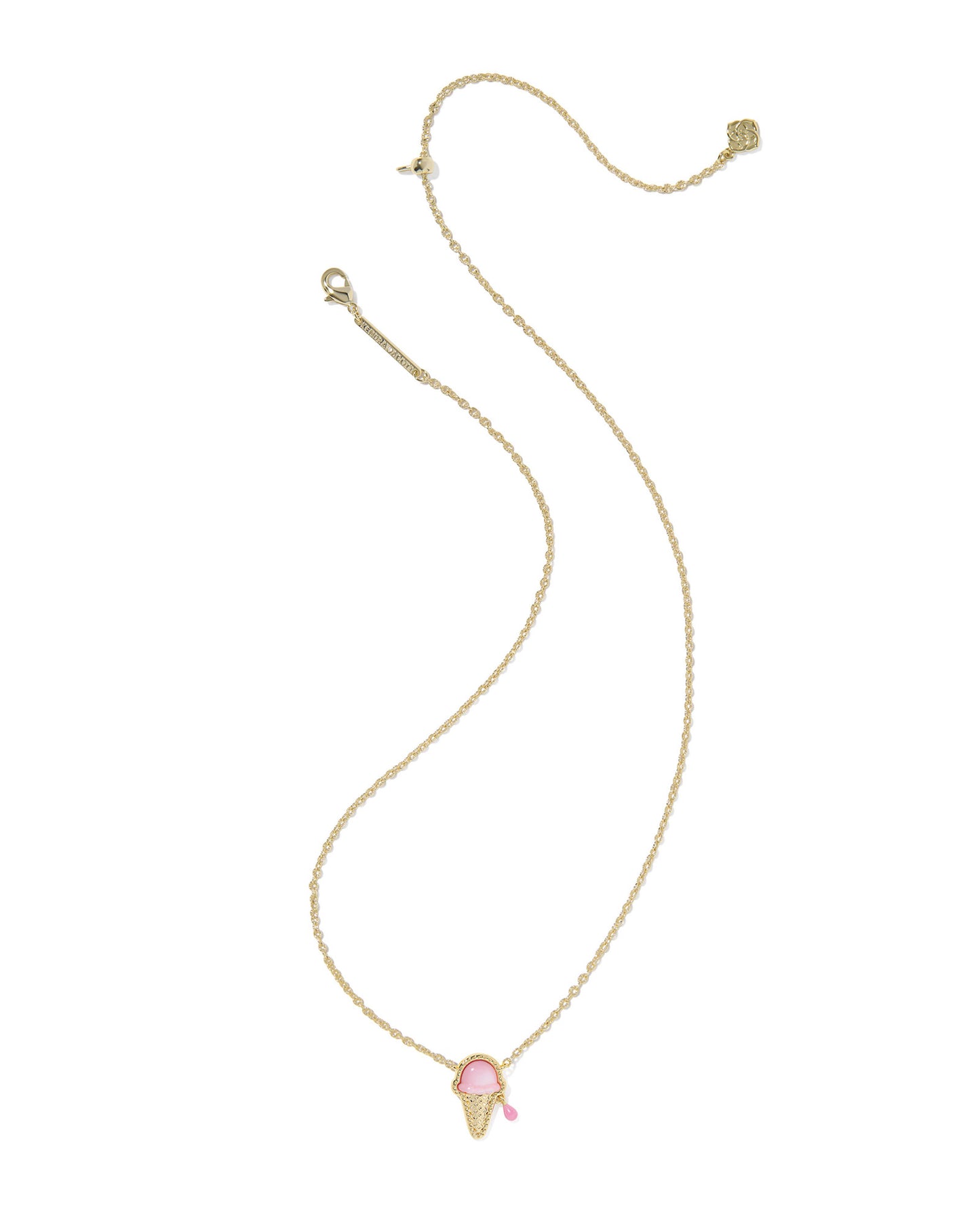 Ice Cream Gold Short Pendant Necklace in Pastel Pink Mother of Pearl